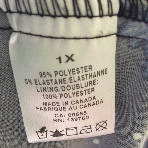 Michel Studio | Made in Canada | Black, White & Blue Floral Print Dress | Sz 1X - Picture 5 of 7